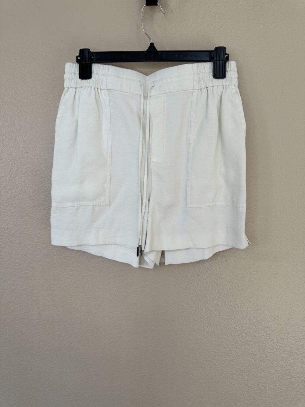 Kersh Womens White Elastic Waist Shorts Size S Elastic Waist Drawstring Rayon